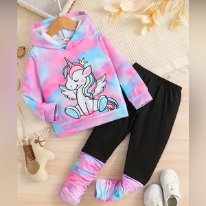 NEW Girl's Tie Dye 2pcs, Hoodie & Pants Set